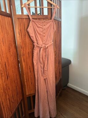 Pilcro by Anthropologie Button-Front Sleeveless Jumpsuit in Dusty Rose